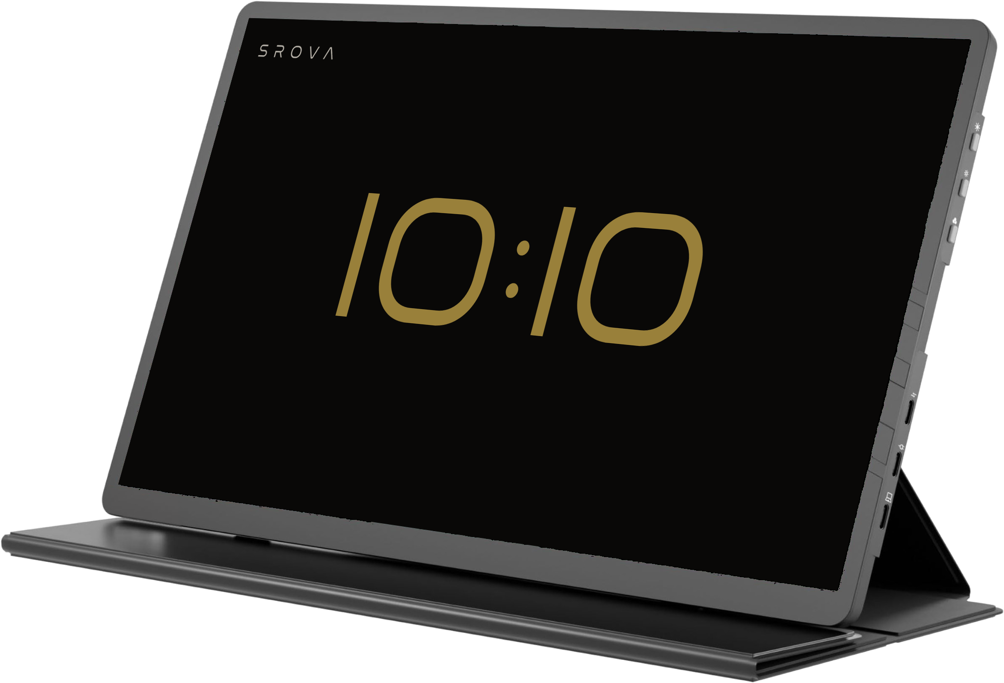 Portable display showing the bespoke SROVA Clock at 10:10